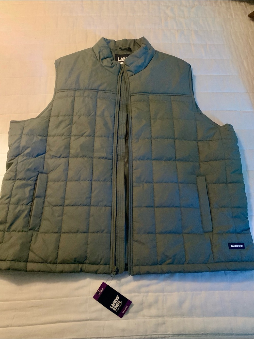 Lands' End Men's Quilted Vest in Olive